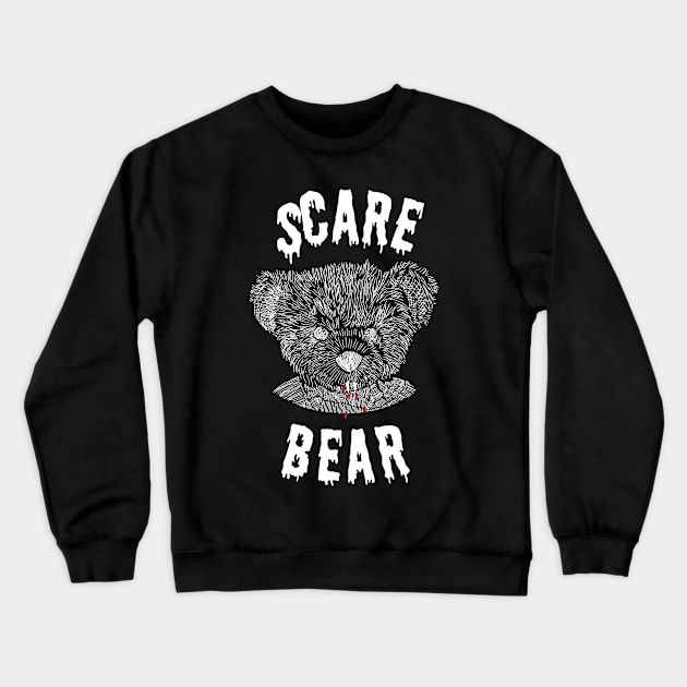 Halloween Scare Bear Horror Crewneck Sweatshirt by ellenhenryart